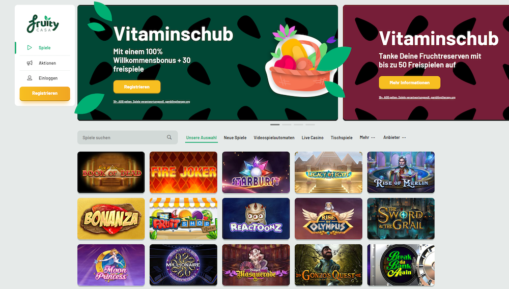 Fruity Casa Casino – bekomme Echtgeld Freispiele bei Anmeldung