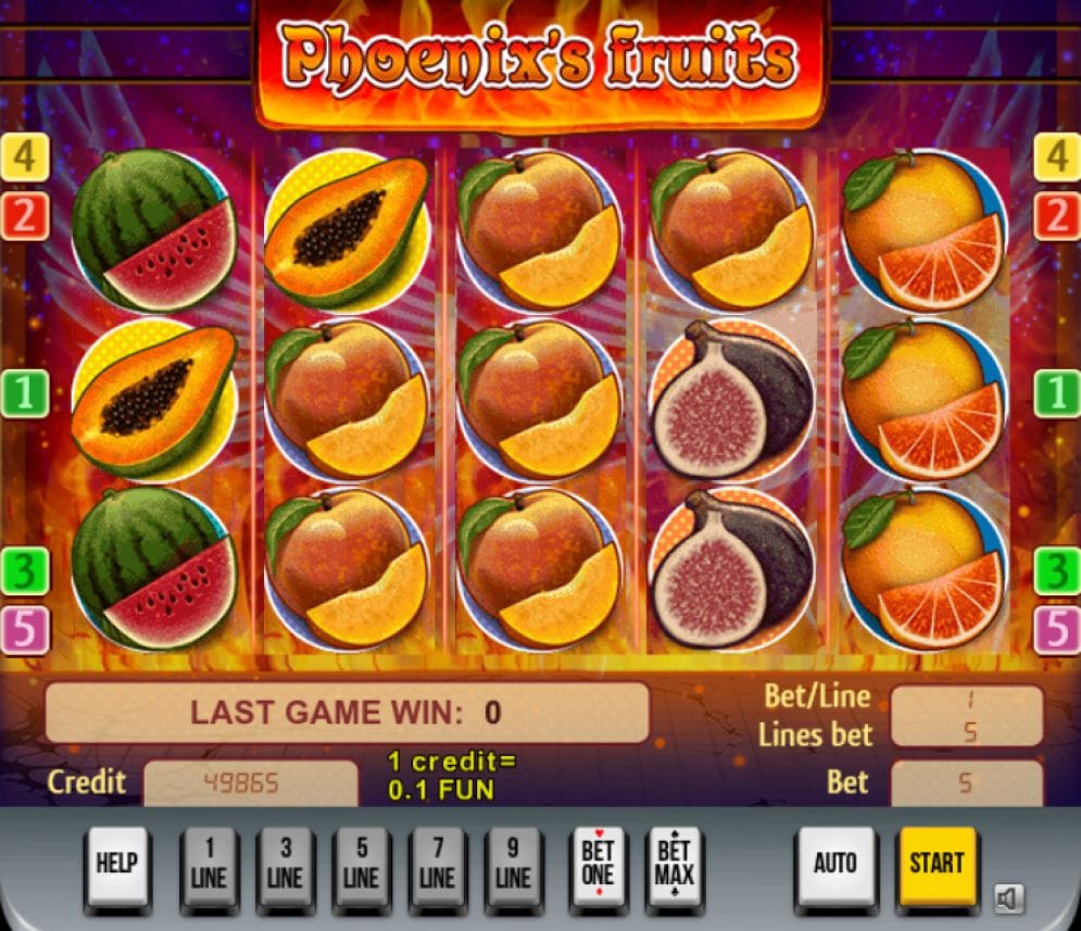 Phoenix's Fruits online Spielautomat