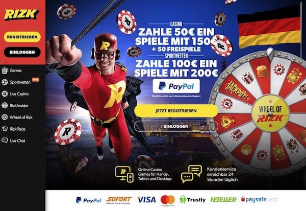 Rizk Casino – ab jetzt mit PayPal!